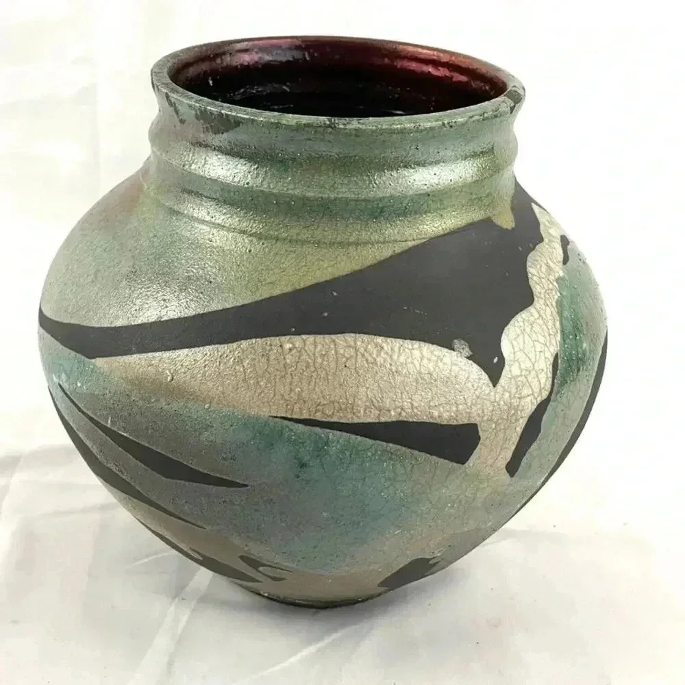 VTG Pottery Vase Abstract‎ Handmade Art Unique 7.5